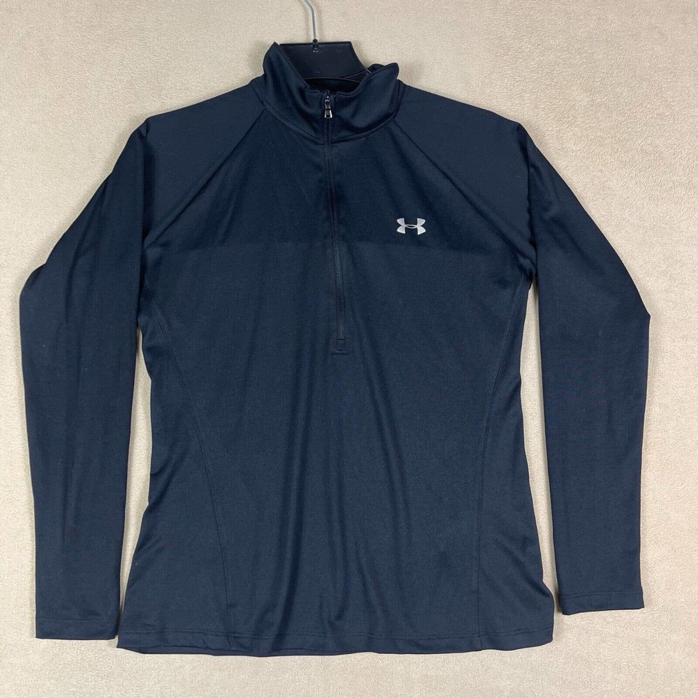 Under Armour Heat Gear Womens L Tech 1/2 Zip Long Sleeve Athletic‎ Shirt Black